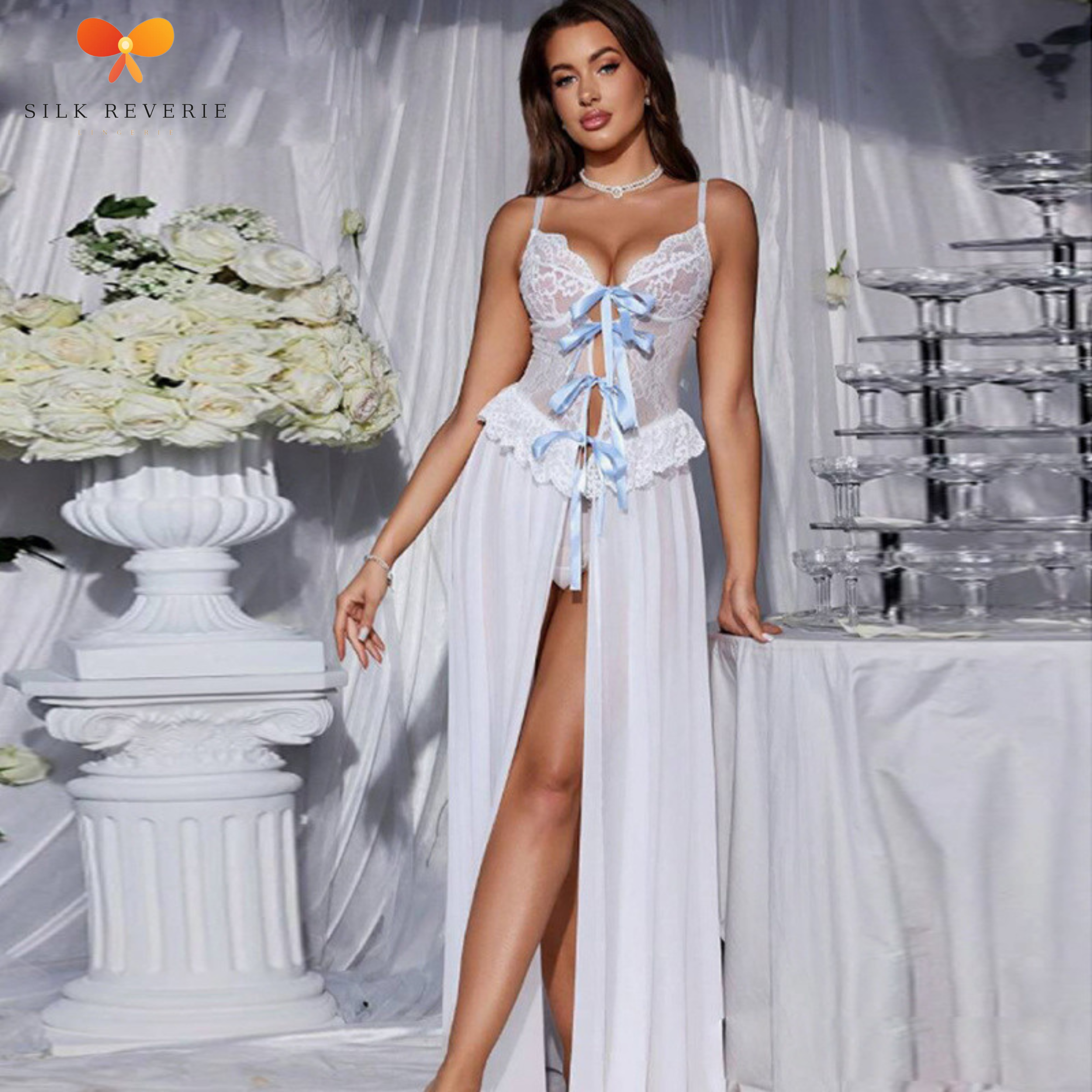 Long Lace Transparent Nighty