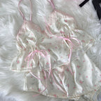 Floral Satin Cami And Lace Shorts Set