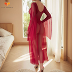 Long Sleeve Sheer Mesh Nighty