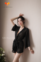 Medium Sleeve Black Nightgown