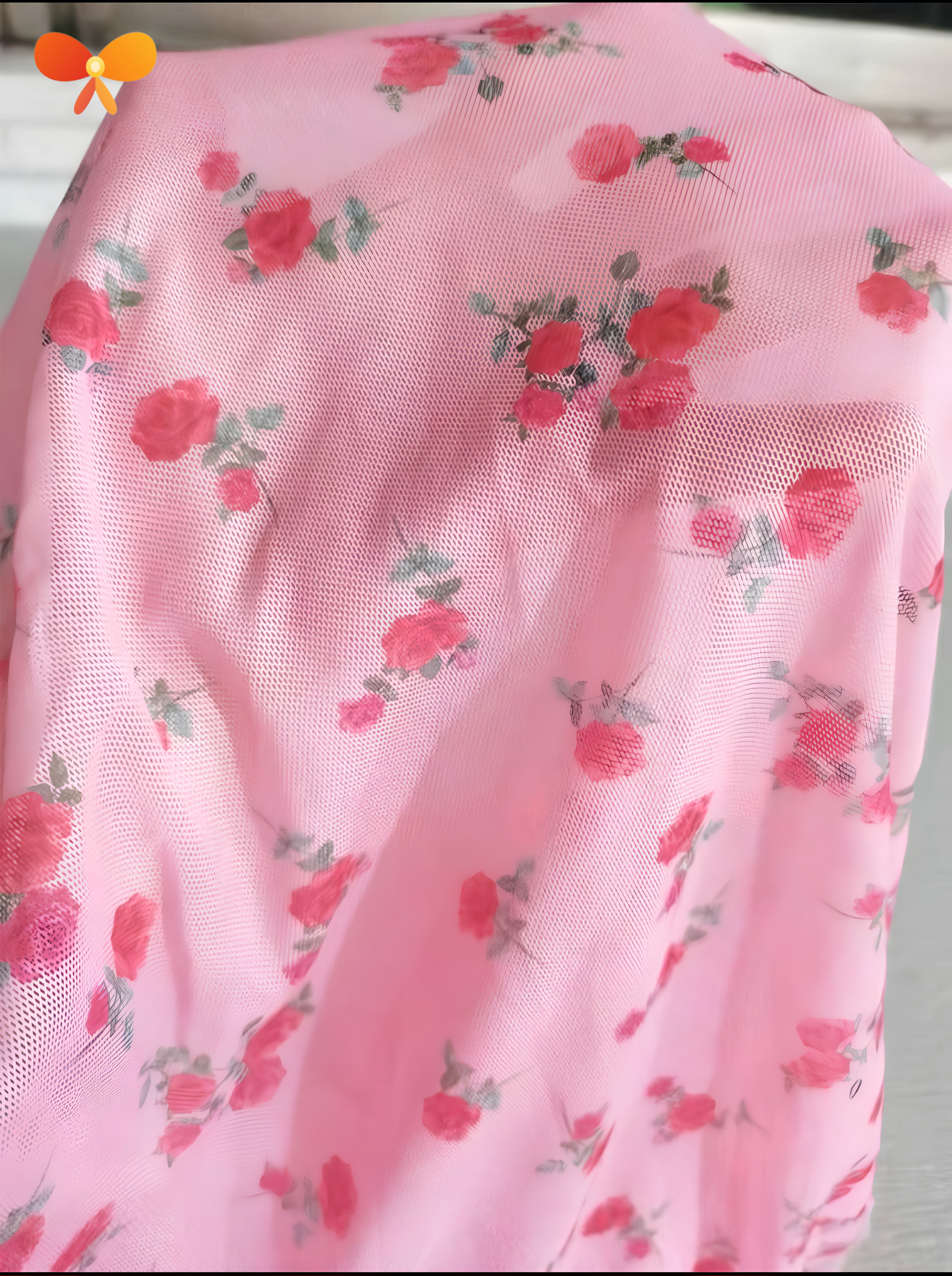Pink Floral Long Nighty